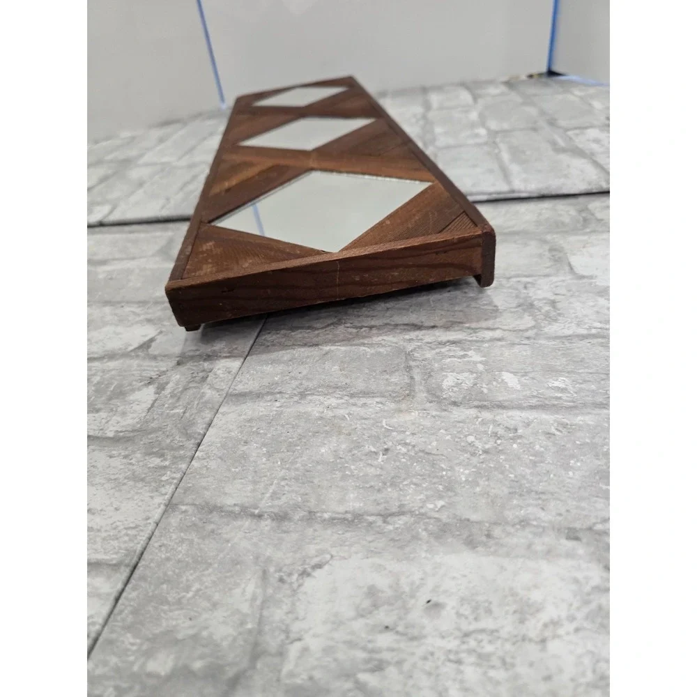 MCM Triple Diamond Shape Mirrors Wood Frame Wall Hanging 22